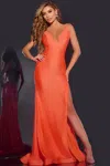 Jovani 43573 Long High Slit Evening Open Back Prom Dress In Orange