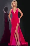 Jovani 43578 Fitted Long Formal Velvet Prom Dress In Pink