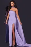 Jovani 43658 Fitted Long High Slit Evening Gown Prom Dress In Purple