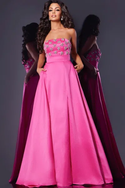 Jovani 43822 A Line Long Formal Evening Prom Dress In Pink