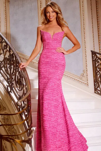 Jovani 44264 Glitter Long Mermaid Gown Formal Prom Dress In Pink