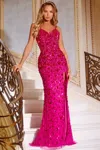 Jovani 44440 Sequin High Slit Long Formal Prom Dress In Pink