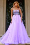 Jovani 44511 Long Beaded Ball Gown Formal Prom Dress In Purple