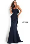 Jovani 4466 Long Formal Strapless Evening Dress In Black
