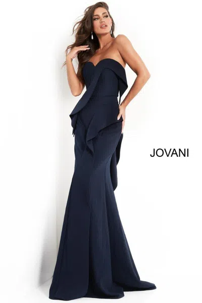 Jovani 4466 Long Formal Strapless Evening Dress In Black