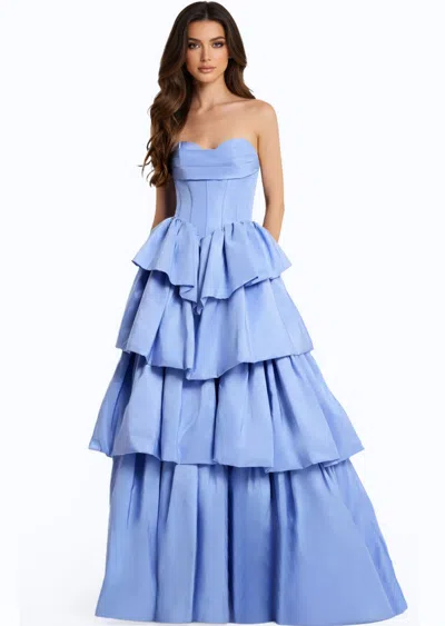 Jovani 45111 Ruffle Long Formal Ball Gown Corset Prom Dress In Blue