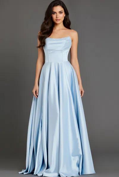 Jovani 46483 Corset Long Ball Gown Formal Prom Dress In Blue
