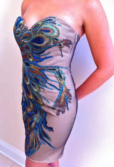 Pre-owned Jovani 4692 Short Peacock Cocktail Dress Prom Pageant Homecoming Size 2 4 8