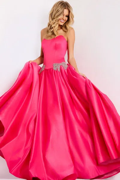 Jovani 47096 Long Formal Ball Gown Beaded Prom Dress In Pink