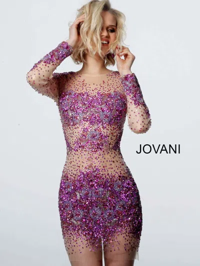 Jovani 47598 Homecoming Short Cocktail Fitted Dress In Purple