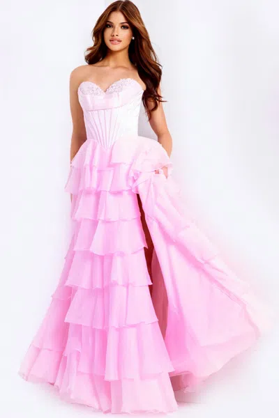 Jovani 47762 Long Ball Gown Corset Formal Prom Dress In Pink