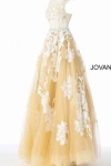 Jovani 48320 Long Formal Sleeveless Floral Prom Gown In Yellow