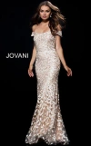 Jovani 49634 Long Formal Off Shoulder Evening Dress In Gold