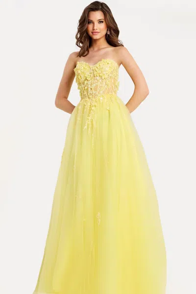 Jovani 49704 Long Formal A Line Prom Dress In Yellow