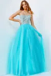 Jovani 52131 Prom Long Formal Strapless Ball Gown In Blue