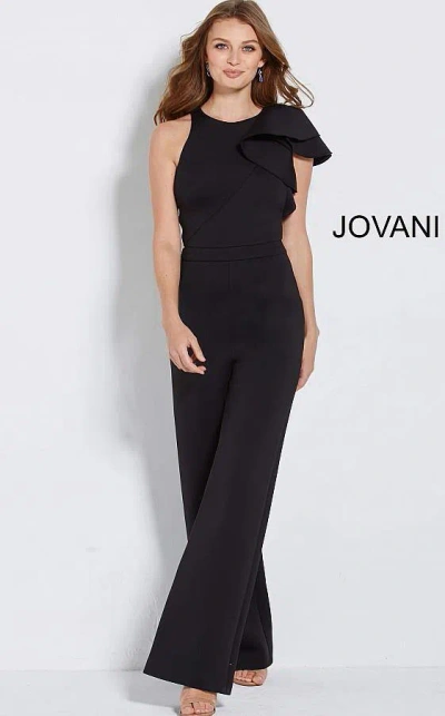 Jovani 57239 Formal Ruffled Prom Jumpsuit In Black