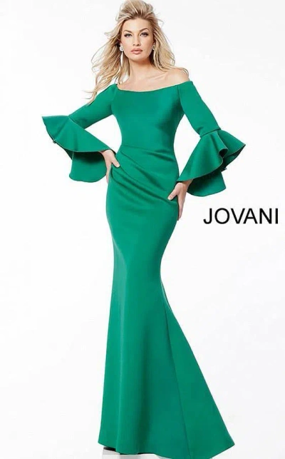Jovani 59993 Long Formal Off Shoulder Evening Gown In Green