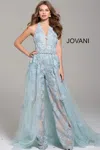 Jovani 60124 Formal Long Prom Overskirt Jumpsuit In Blue