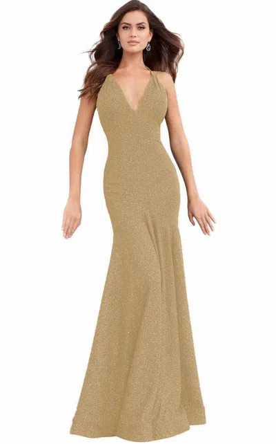 Jovani 60214 Prom Long Long Glitter Formal Dress In Brown
