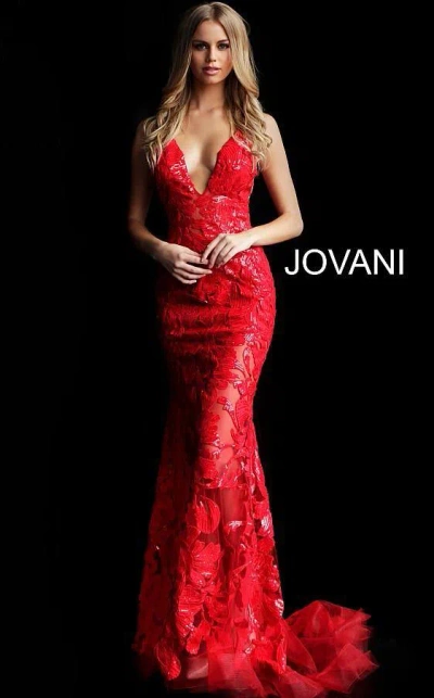 Jovani 60283 Prom Long Formal Sleeveless Fitted In Red