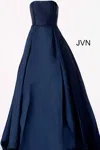 Jovani 62633 Navy Prom Long Strapless Pleated Skirt Ball Gown In Blue
