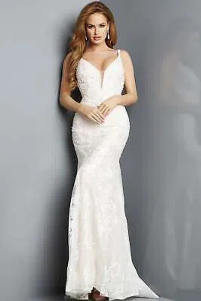 Pre-owned Jovani 66792 Evening Dress Lowest Price Guarantee Authentic In Off White