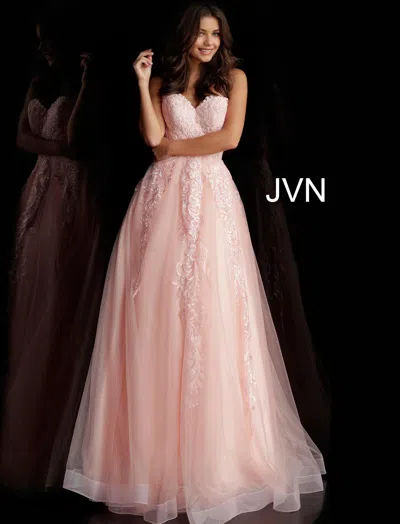 Jovani 66970 Strapless Beaded Prom Ball Gown In Pink