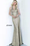 Jovani 68481 Gold Prom Formal Long Dress In Gray