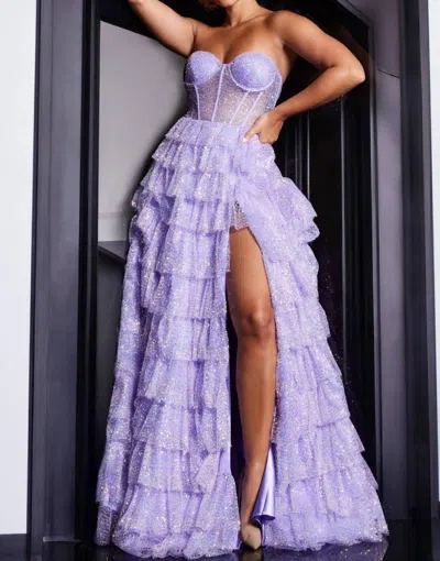 Jovani A-line Sweetheart Corset Dress In Purple