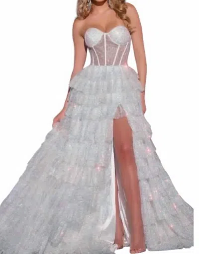 Jovani A-line Sweetheart Corset Dress In White