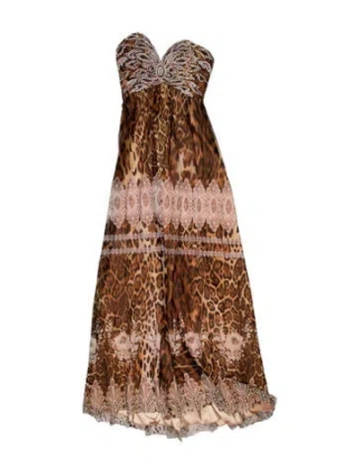 Pre-owned Jovani Animal Print Long Dress In Brown