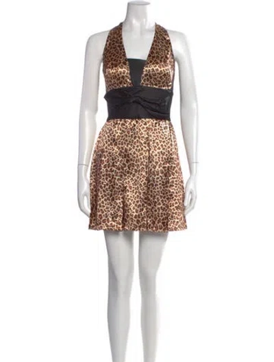 Pre-owned Jovani Animal Print Mini Dress In Neutral