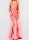 Jovani Backless Sequin Gown In Orange