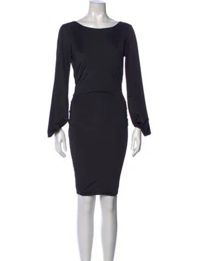Pre-owned Jovani Bateau Neckline Knee-length Dress In Black