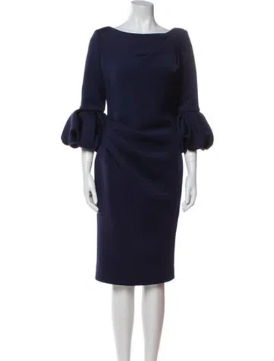 Pre-owned Jovani Bateau Neckline Knee-length Dress In Blue
