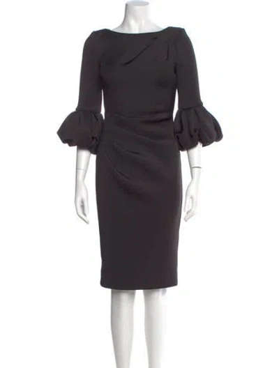Pre-owned Jovani Bateau Neckline Knee-length Dress In Gray