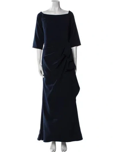 Pre-owned Jovani Bateau Neckline Long Dress In Blue