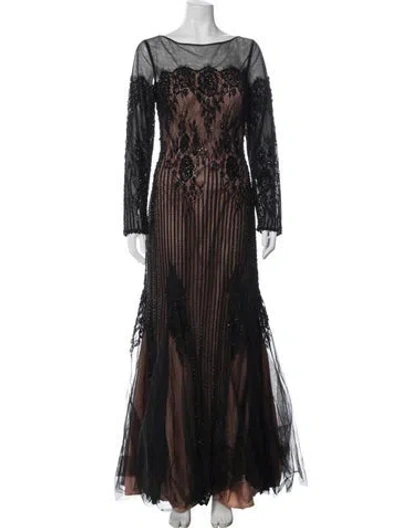 Pre-owned Jovani Bateau Neckline Long Dress In Multi