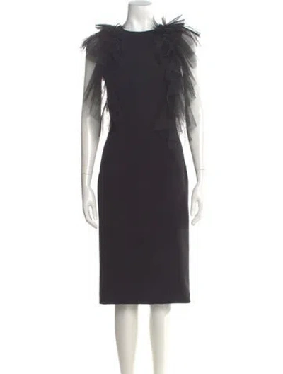 Pre-owned Jovani Bateau Neckline Midi Length Dress In Gray
