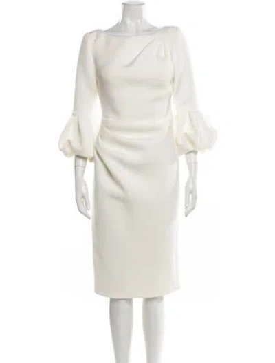 Pre-owned Jovani Bateau Neckline Midi Length Dress In Neutral