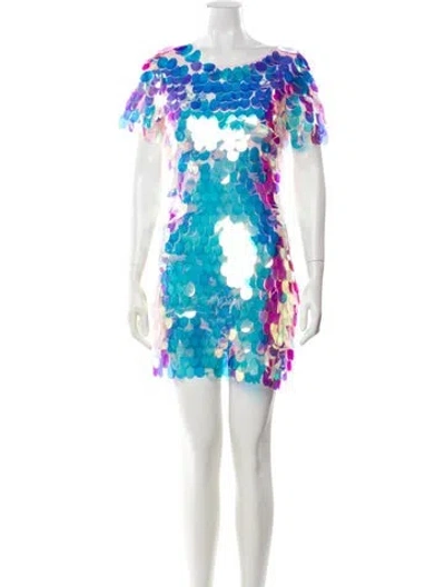 Pre-owned Jovani Bateau Neckline Mini Dress In Blue