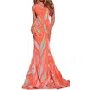 Jovani Beaded Mermaid Gown In Orange