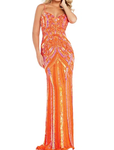 Jovani 38300 Prom Long Formal Beaded Evening Gown In Orange