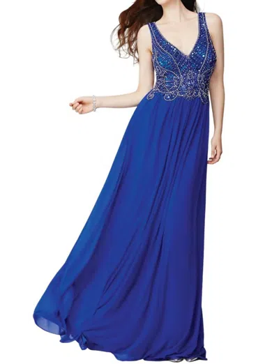 Jovani Beaded Sleeveless Prom Dress In Royal In Blue