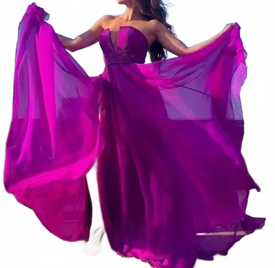 Jovani Beaded Slit Prom Dress In Purple