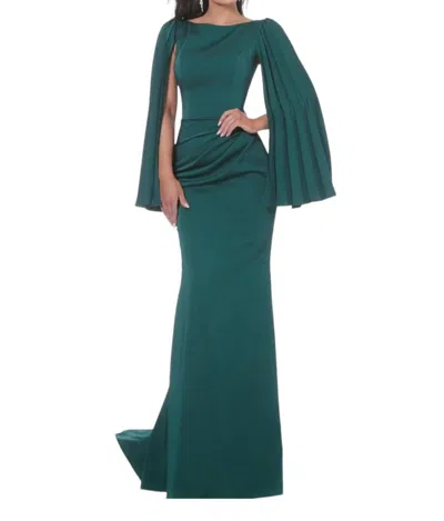 Jovani Boat Neck Ruched Waist Gown In Hunter In Green | ModeSens