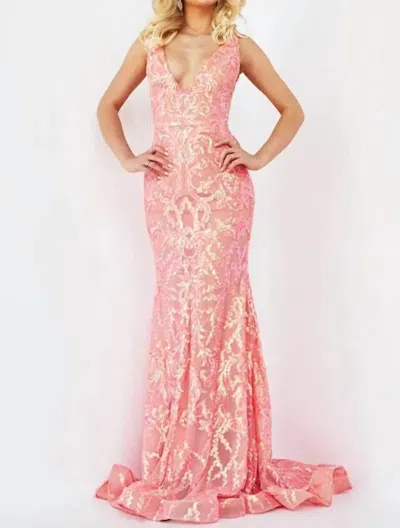 Jovani Cassidy Gown In Iridescent Coral