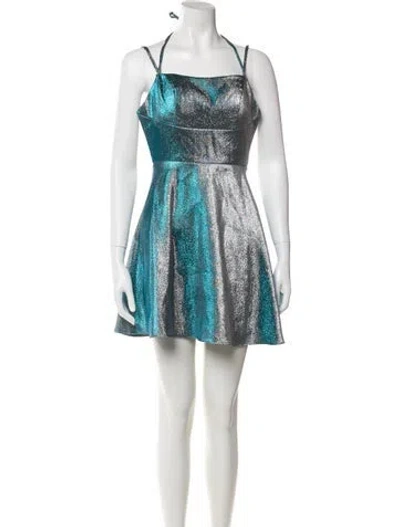 Pre-owned Jovani Colorblock Pattern Mini Dress In Blue
