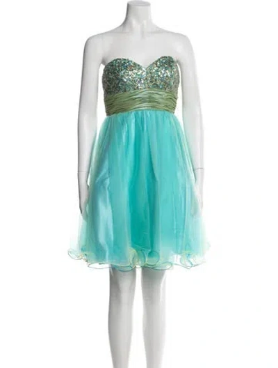 Pre-owned Jovani Colorblock Pattern Mini Dress In Multi