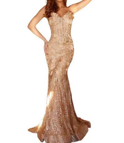Jovani Corset Long Gown In Cafe